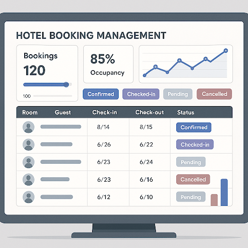 Professional booking management dashboard interface
