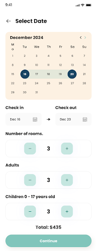 Convenient hotel booking via an online mobile app